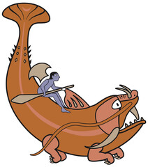 Mochica Culture Fisherman PNG Transparent Pre-Columbian Art Design