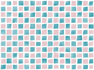 手描き背景　チェック　水彩　タイル　かわいい