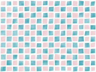 手描き背景　水彩　チェック　タイル　かわいい