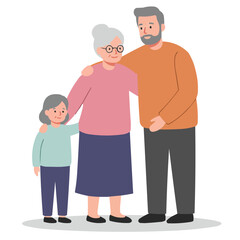 Family embracing elderly woman - heartwarming family moment with adult children and grandchildren tenderly hugging senior woman, sharing love, care and intergenerational bond.