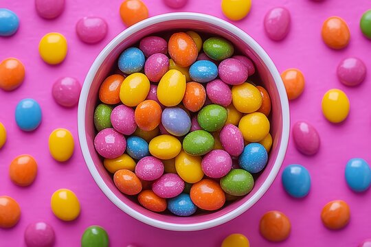 Colorful candies in bowl