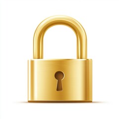 Naklejka premium Golden lock on white background. Detailed 3D rendering of a gold padlock