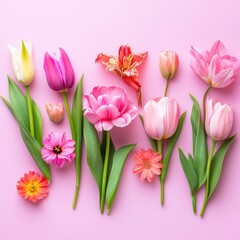 Fototapeta premium Vibrant flower arrangement, pastel colors