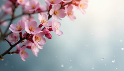 Gentle rain, delicate droplets on white backdrop , elegant, photo