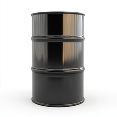 Black metal oil drum, isolated on white (1)