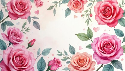 Intricate watercolor rose pattern, soft pastel hues, pretty, shabby chic, print