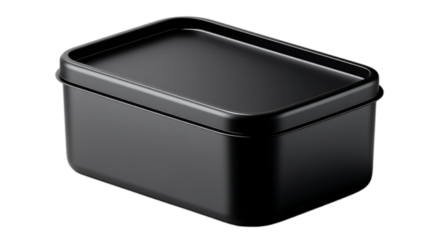 Black Rectangular Container with Lid Minimalist Design for Storage Solutions