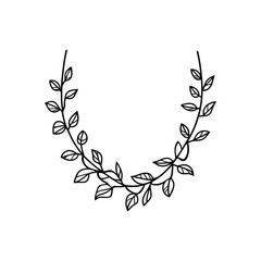 Fototapeta premium Leafy Branch Doodle Arch on Transparent Background for Monoline Design Concepts