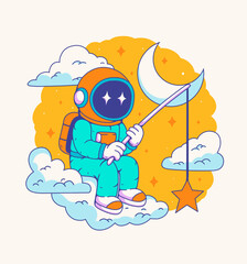Retro Urban Vibes Illustration. Bold Astronaut Character Art and Street Pop Graphics for Apparel, Posters, and Print