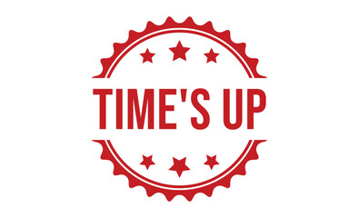 TIME’S UP rubber stamp on white background. TIME’S UP Stamp.