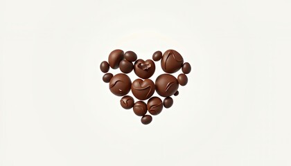 Fototapeta premium A Heartfelt Arrangement of Dark Chocolate Candies, a Sweet Symbol of Love and Affection for Valentine's Day