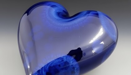 A Polished Blue Glass Heart: Symbol of Love and Romance
