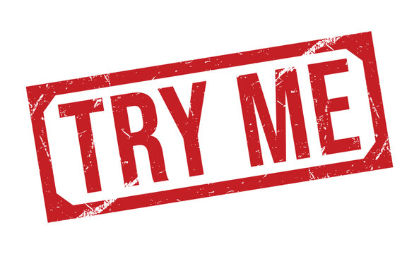 TRY ME Red rubber stamp on white background. TRY ME stamp sign. TRY ME stamp.