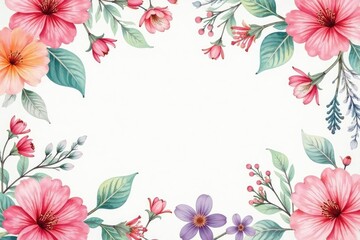Fototapeta premium Delicate watercolor floral pattern, perfect for spring flyers , brochure, marketing, orange