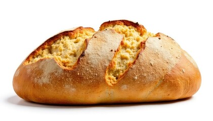 Artisan bread, crusty loaf, isolated on white , stock photo, gourmet, texture