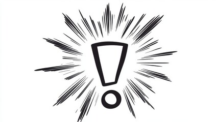 Black exclamation point surrounded by radial burst lines