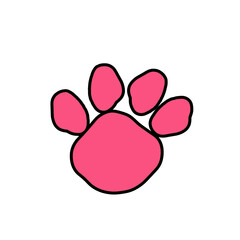 ピンクの動物足跡　アウトライン入り　グラフィック素材 