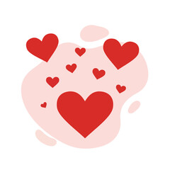 Red hearts love icon with pink abstract background for romantic and affectionate design elements 