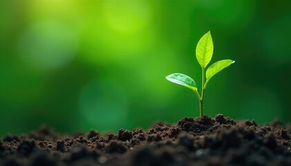 Naklejka premium Small tree sprout, vibrant green foliage, clean studio shot, botany, simple, environment