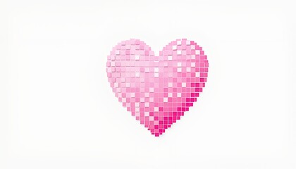 Obraz premium Pink Pixelated Heart Valentine's Day Digital Illustration Romantic Abstract Geometric Design