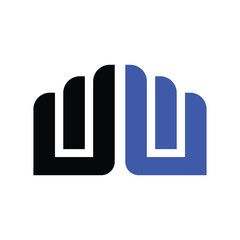 Minimalist Abstract Book or Learning Logo Design with Blue and Black Rounded Lines for Education or Publishing Branding, Real estate logo