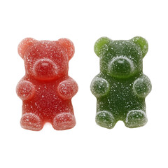 Isolated Two Gummy Bears Red and Green [Transparent Background PNG].