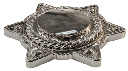 Fivepointed star shaped badge metallic blank award emblem shiny 3D render