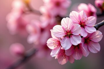 Fototapeta premium Vibrant pink sakura, full bloom, dense floral arrangement, sakura, spring