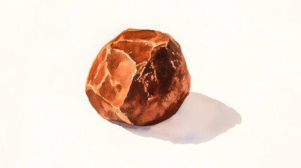 Detailed illustration of a multifaceted, earthy-toned stone.
