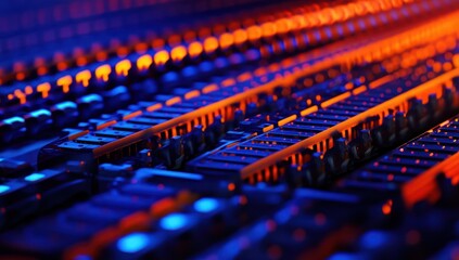 Obraz premium Close-up audio mixing console