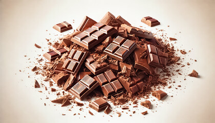 Fototapeta premium Small Pile of Crushed Chocolate Bars