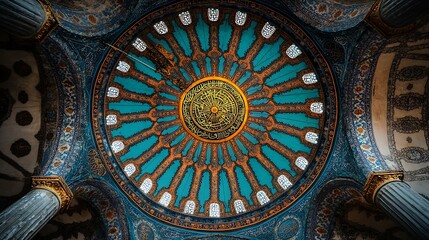 Naklejka premium The Magnificent Dome: A Symphony of Turquoise and Gold