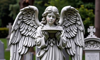 Fototapeta premium Serene Angel Holding Bowl