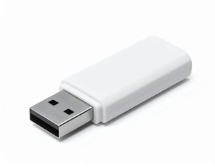 White Usb Flash Drive On White Background