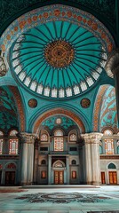 Obraz premium Magnificent Turquoise Dome: A Glimpse into Architectural Grandeur