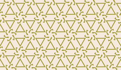Modern pattern with curved line. Triangles, line, geometric elements. Vector illustration. Design for flyer, wallpaper, presentation, paper. Dirty olive color. Seamless