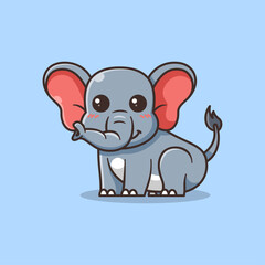 Cute Elephant Sitting Cartoon Vector Illustration.