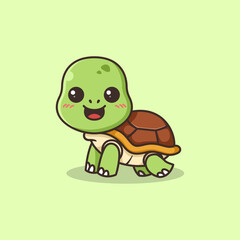 Cute Turtle Cartoon Vector Illustration