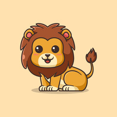 Cute Lion Cartoon Vector Illustration 