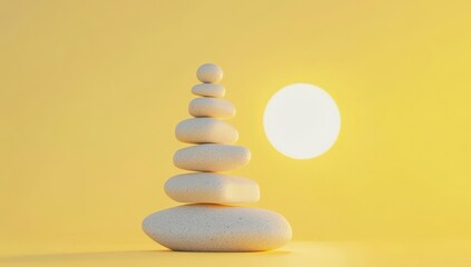 Fototapeta premium Stacked stones, sunlit background
