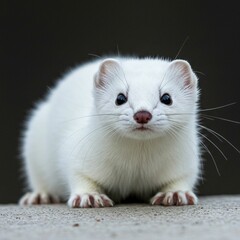 Adorable Stoat with Pure White Fur
