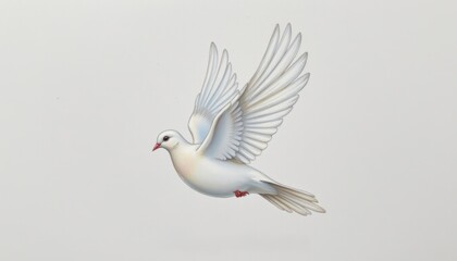 Obraz premium Graceful white dove in flight serene background illustration calm environment side view freedom concept
