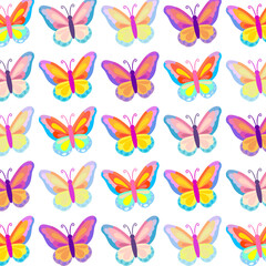 カラフルな蝶のパターン背景素材（包装紙・壁紙向け）