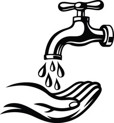 A high quality hand washing silhouette vector illustration, hand washing isolated line art vector icon design