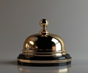 Vintage golden hotel service bell isolated on a neutral background. Perfect for illustrating hospitality, customer service, or luxury hotel branding.