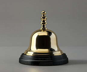 Classic hotel bell with a polished golden surface and black round base. Symbol of hospitality, timeless customer service, and premium guest experience.