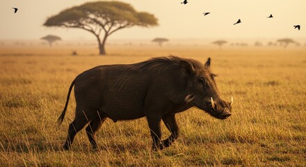 Fototapeta premium Warthog in African Savannah