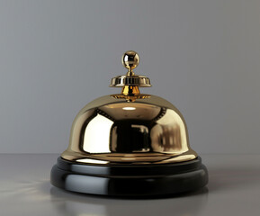 Iconic hotel bell on a clean background, representing efficient and welcoming customer service in classic hotel environments.