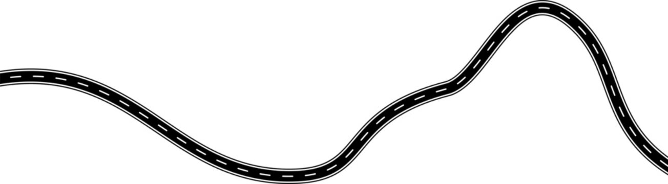 Winding road or highway way. Street map icon. Vector isolated illustration