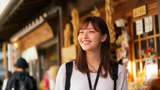 観光する日本人女性